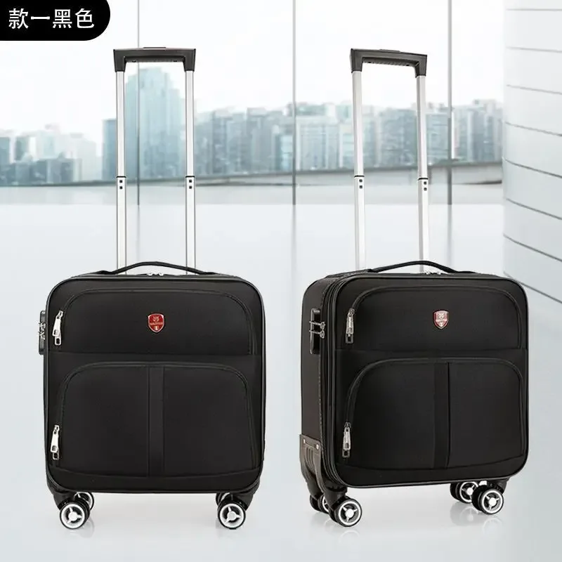 16 18 pouces oxford tissu bagages petite valise légère mot de passe embarquement valise de voyage roue universelle mini boîte en cuir, maleta viaje cabina