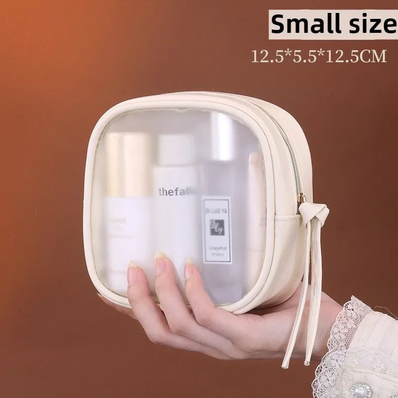 sac de maquillage semi-transparent multifonctionnel, sac de rangement pour cosmétiques, trousse de toilette pour voyage d'affaires, sacs de maquillage de grande capacité, 1 pièce