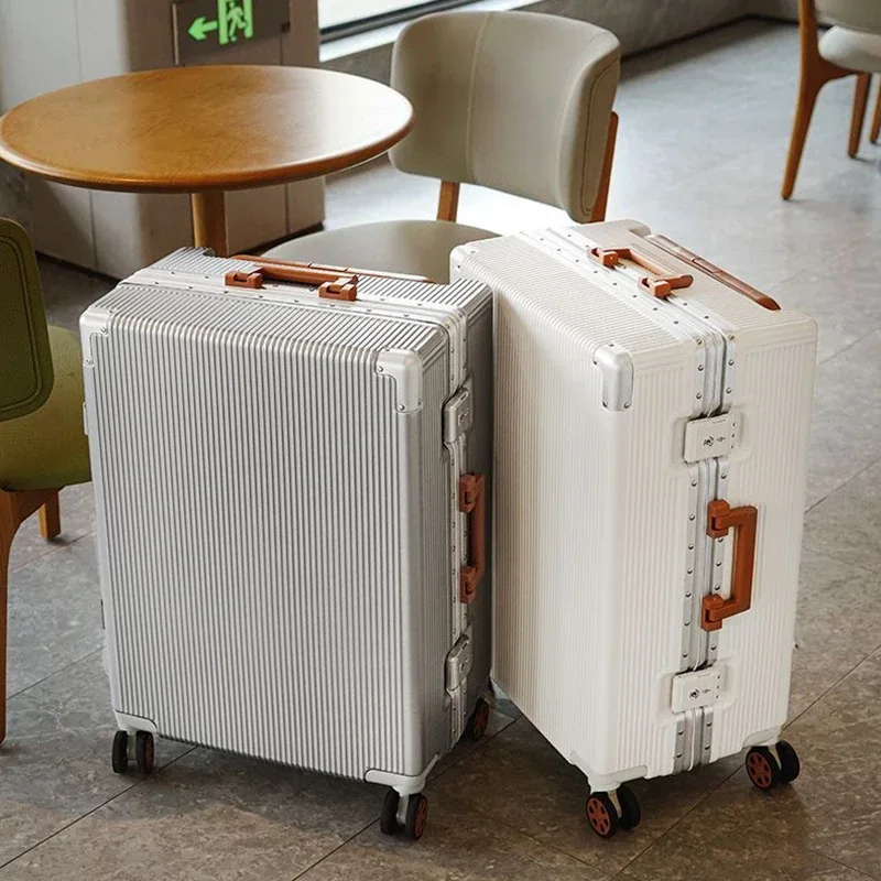 nouvelle valise trolley large grande capacité 20/24/26 pouces avec cadre en aluminium abs+pc, bagage cabine à roulettes