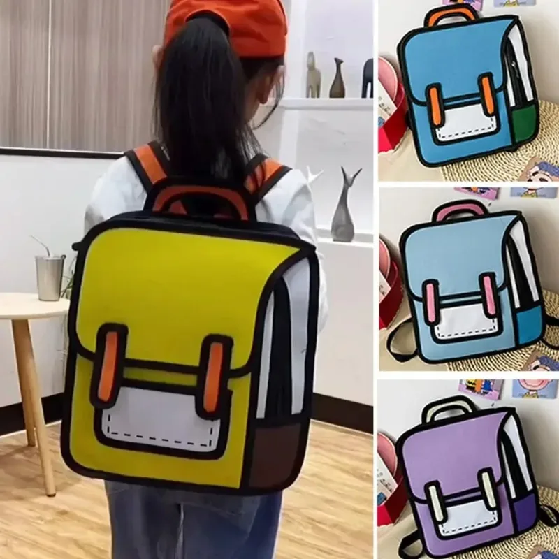 sac à dos scolaire 2d tendance avec imprimé de bande dessinée de conte de fées, grande capacité, léger, pour garçons et filles, cadeau