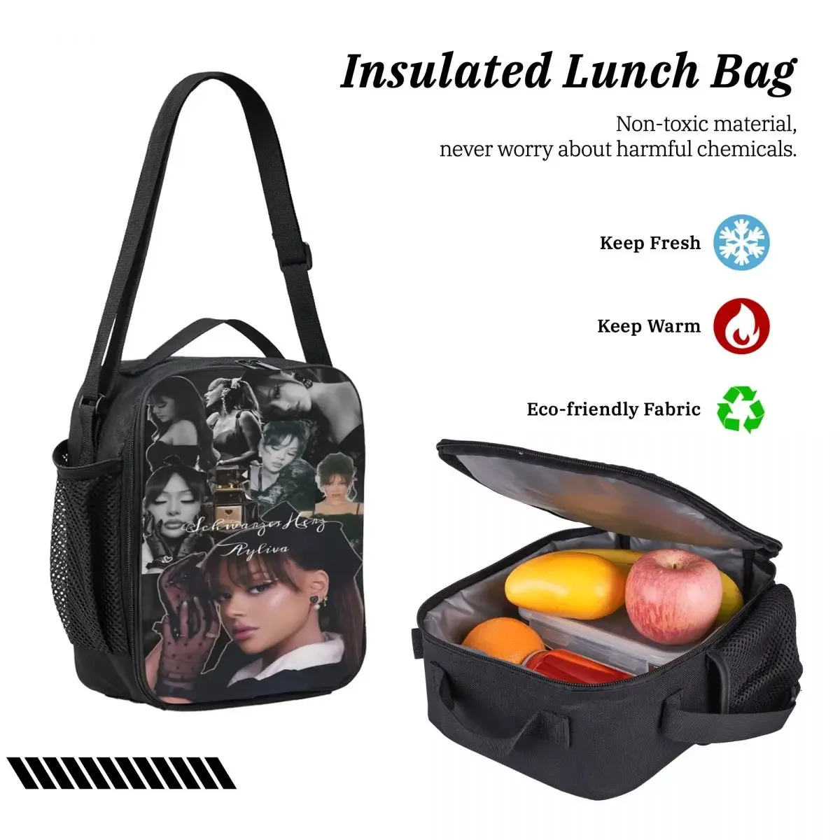 sac dos polyester oxford université dessin animé noir impression visages féminins poches latérales usage écolier voyager
