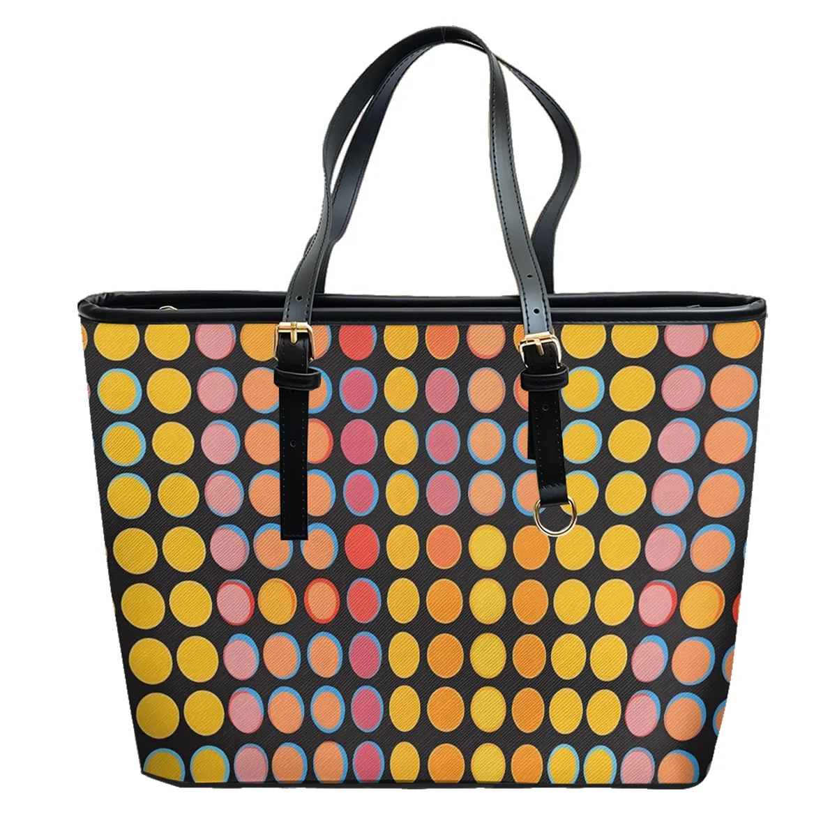 sac à bandoulière en cuir pvc oxford imprimé à pois, fourre-tout léger à fermeture éclair, minimaliste, usage quotidien, sac à main convertible pour le travail et le week-end