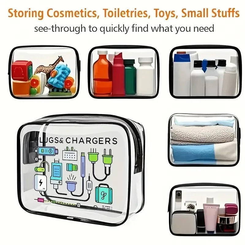sac fourre-tout transparent à fermeture éclair – étui de transport transparent polyvalent pour articles de toilette, maquillage, électronique. idéal pour les voyages, la salle de sport, l'aéroport.