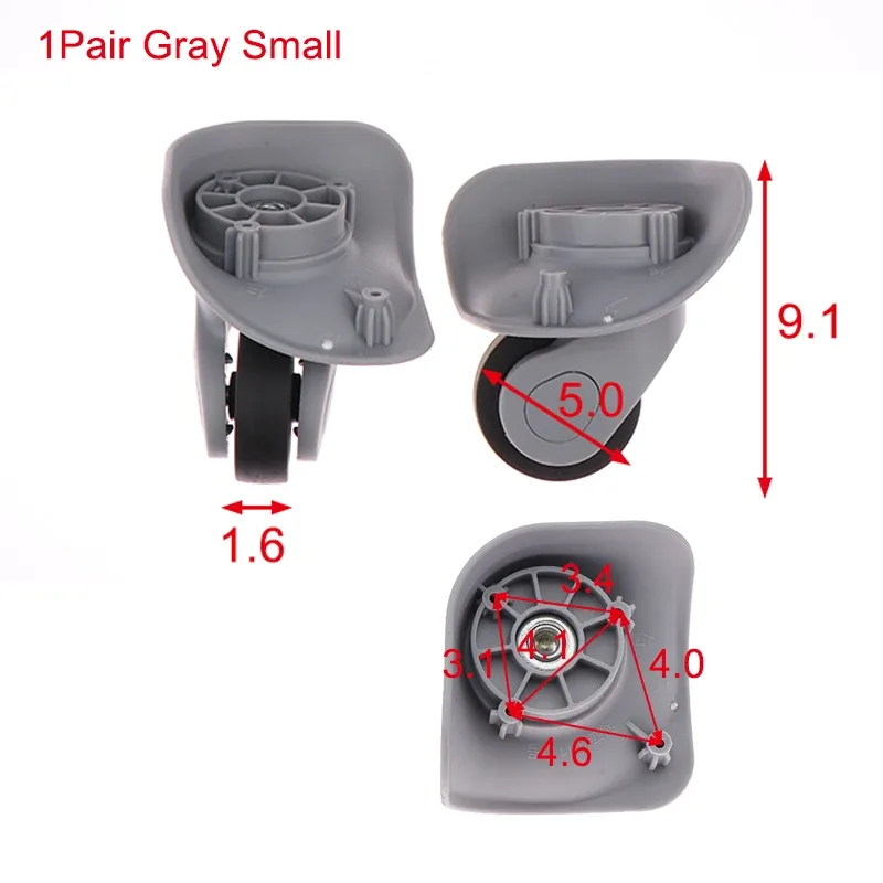 1 paire de roues pivotantes silencieuses en caoutchouc pour valise, roulettes de remplacement pour bagages, accessoires de valise à roulettes, vente chaude