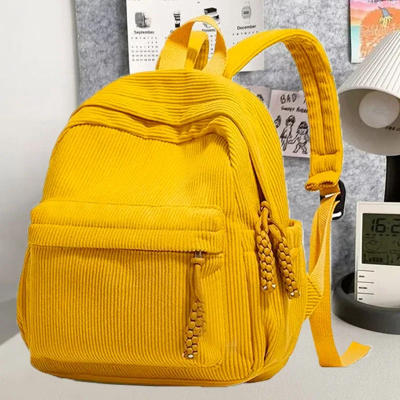 mini sac à dos en velours côtelé durable, sac à dos décontracté rétro avec plusieurs compartiments pour femmes, pour le quotidien, les voyages et le week-end
