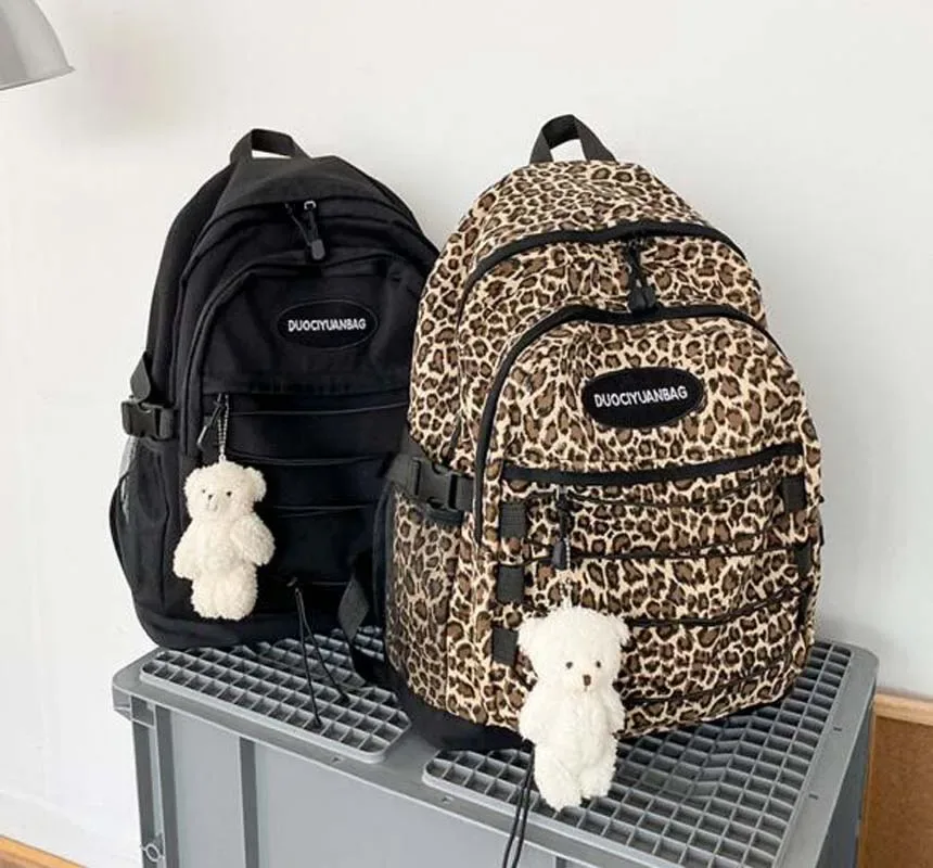 sac à dos de voyage imprimé léopard pour hommes et femmes, style européen, grande capacité, toile étanche, décontracté, double fermeture éclair, sacs à bandoulière, sac d'école