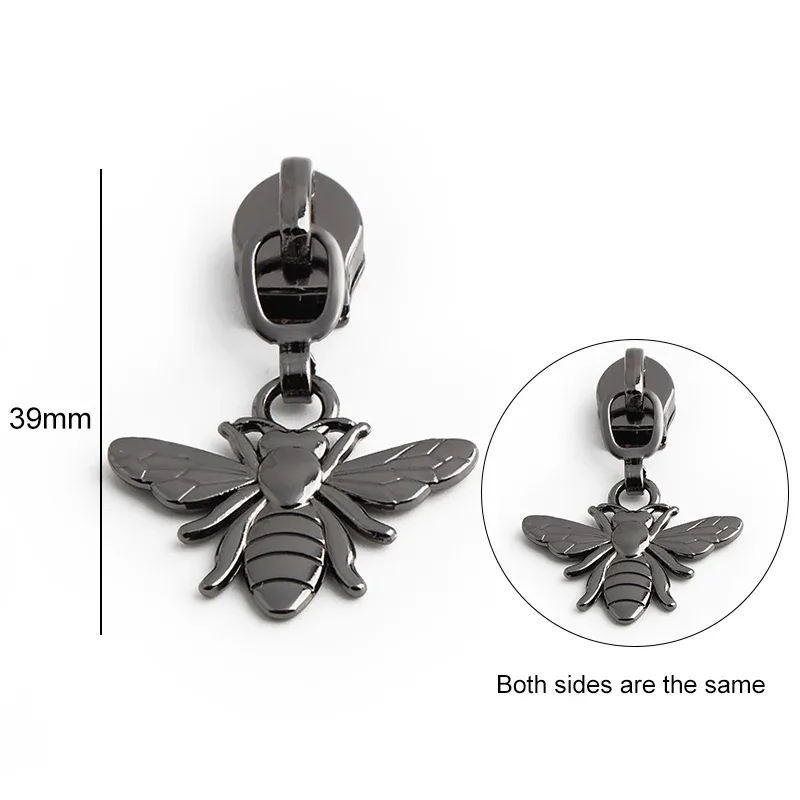 5/10 pièces en forme d'oiseau/abeille/fleur 5 # curseur de fermeture éclair en métal en nylon, pour bricolage, couture, artisanat, vêtements, sacs de rangement de voyage, accessoires à fermeture éclair