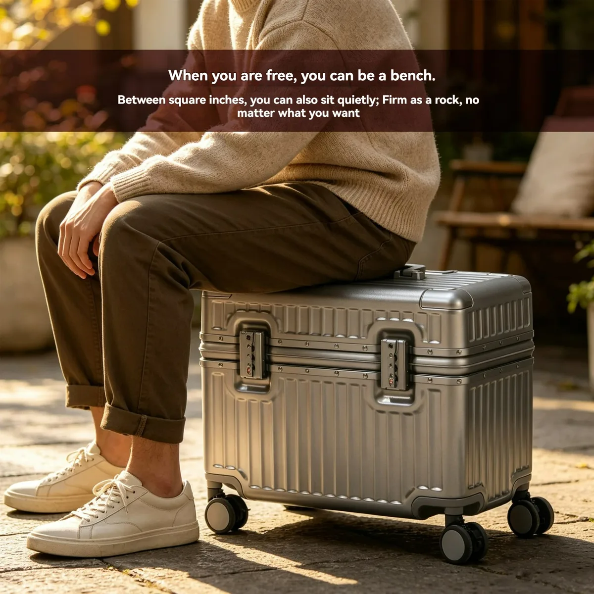 valise cabine en aluminium de 18 pouces, petite valise à roulettes adaptée aux voyages courts, aux affaires et à l'utilisation au bureau, avec roues universelles et serrure douanière.