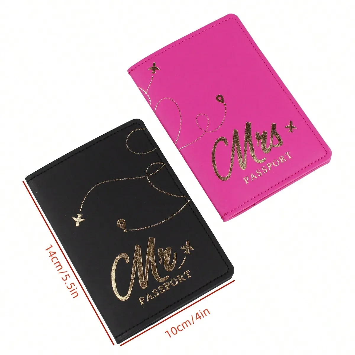 2 pièces/ensemble Nouveau porte-passeport en cuir PU Mr & Mrs, porte-cartes, accessoires de voyage légers, portefeuille, cadeau pour les amoureux