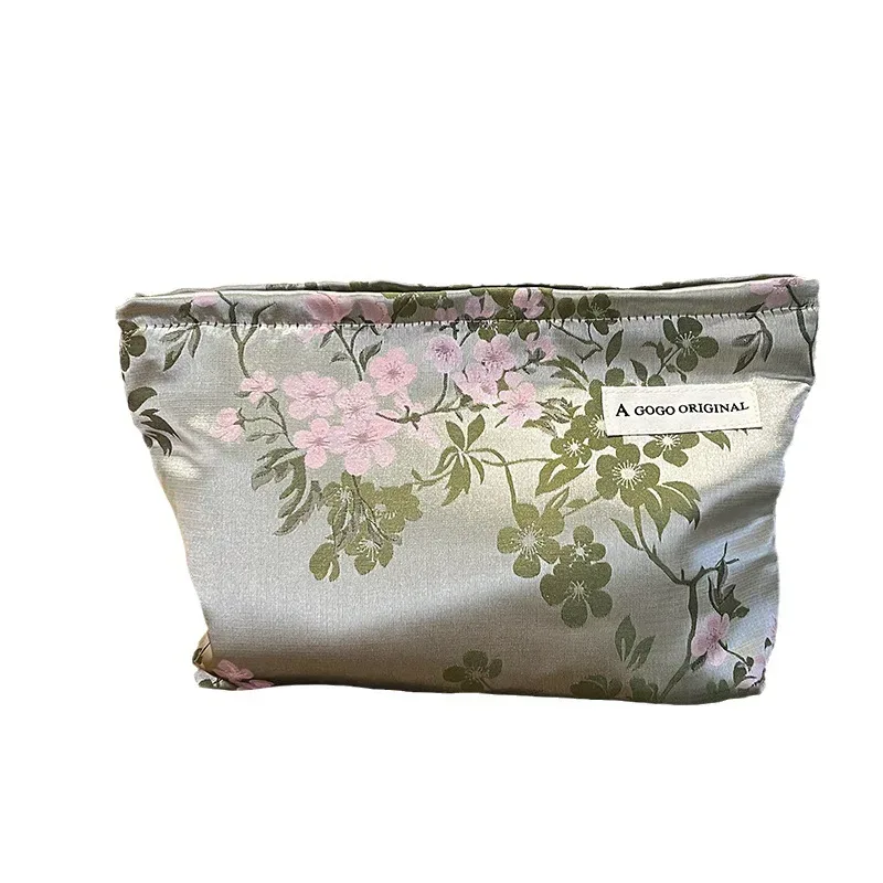sac à cosmétiques vintage à imprimé floral, petit et grand, pochette de maquillage portable, organisateur de toilette, trousse à crayons, accessoires de voyage
