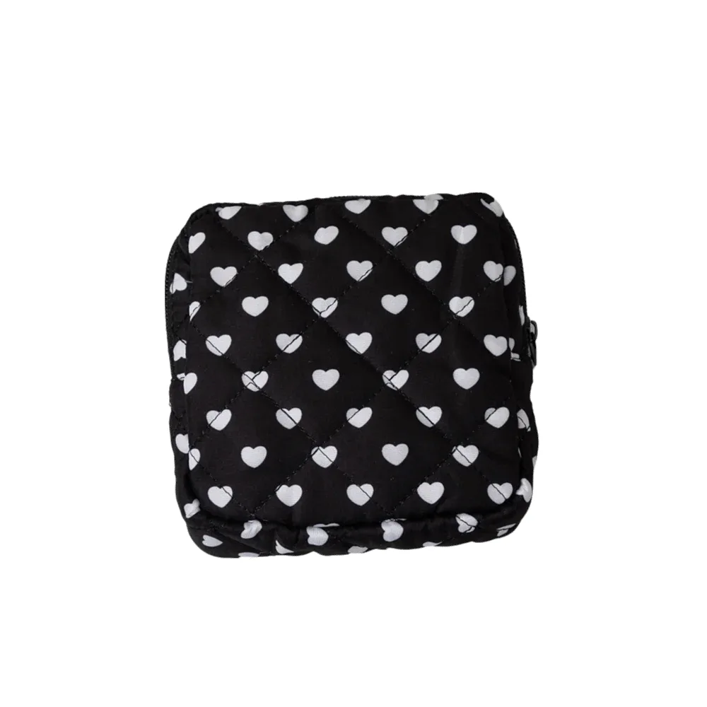 sac de rangement pour serviettes hygiéniques à motif à carreaux, sac cosmétique multifonctionnel, mini sac de voyage matelassé portable pour maquillage.