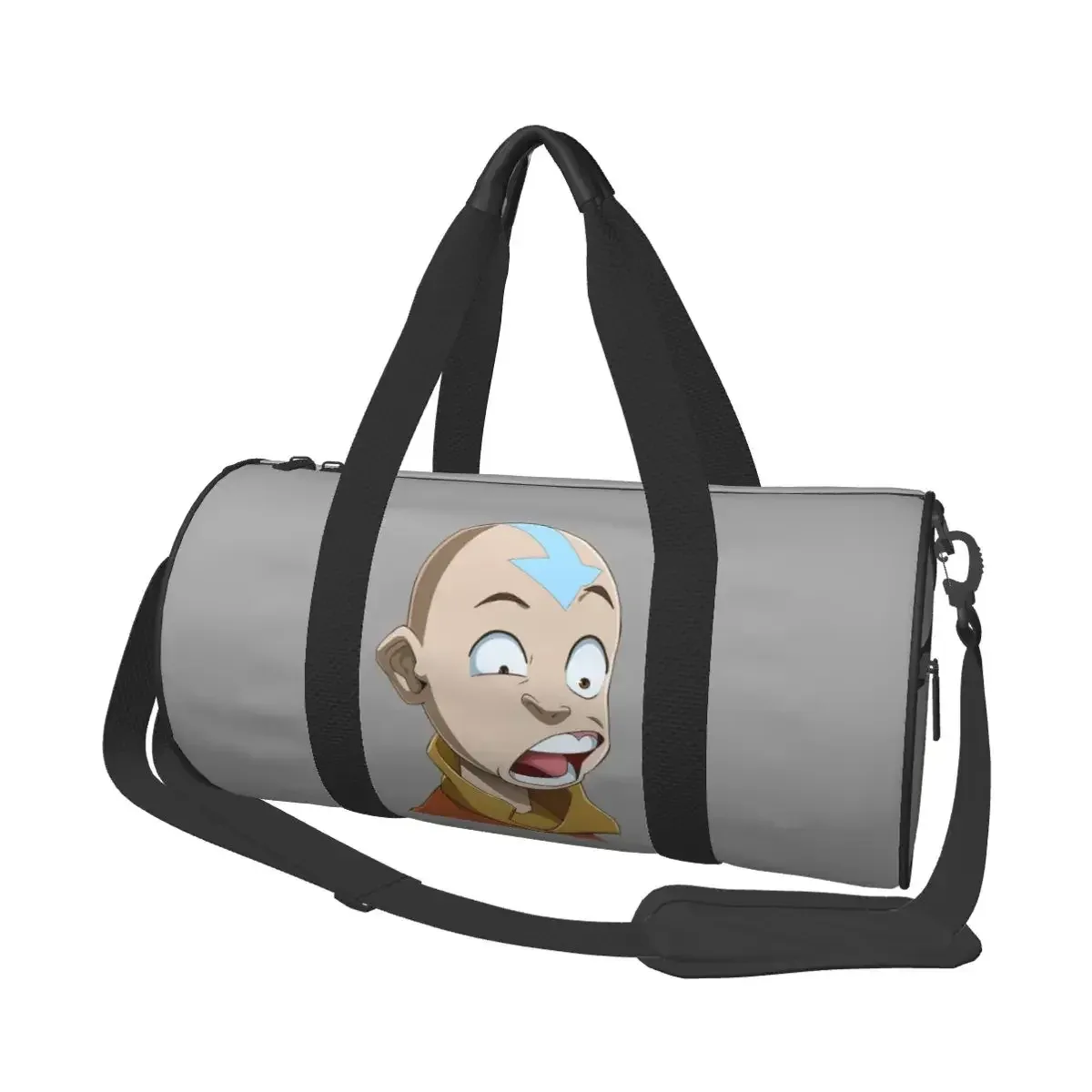 sac voyage polyester motif bœufs stylisés poignée amovible bande épaule usage week end sport cylindrique durabilité