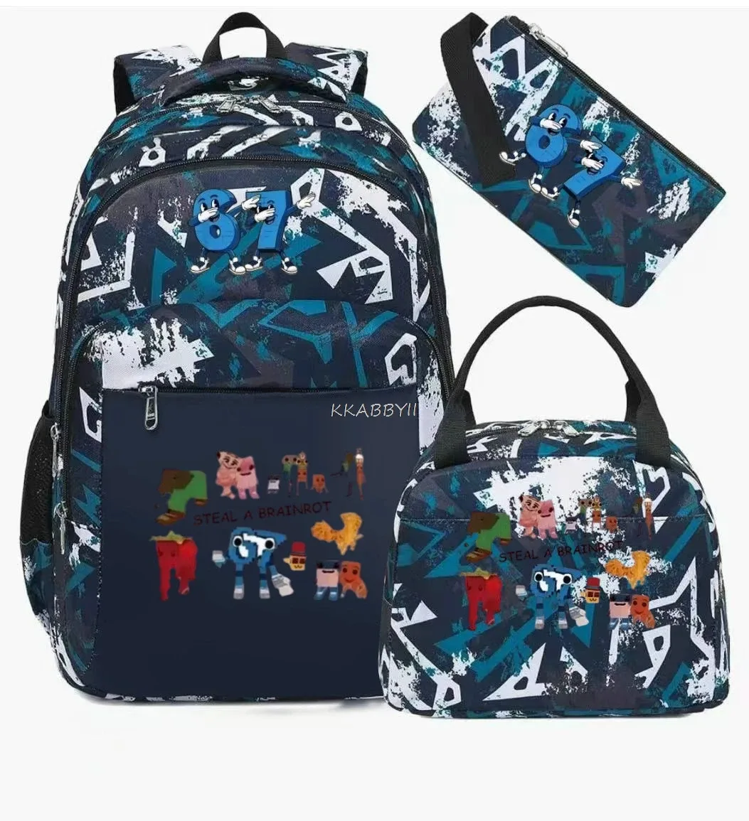sac à dos steal a brainrot avec sac à lunch pour adolescents et étudiants, ensemble de voyage décontracté et confortable