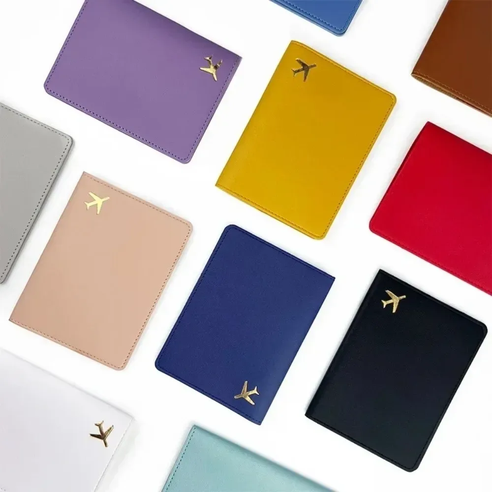 porte-passeport en cuir pu, housse de protection légère et étanche pour passeport, rangement portable, portefeuille pour cartes de crédit de couleur unie