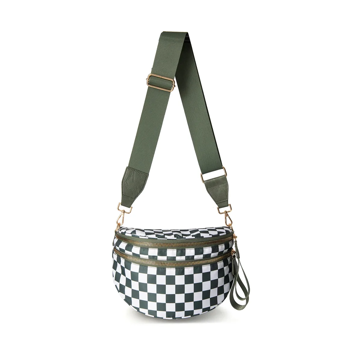 doyogi noir et blanc à carreaux spacieux bum sac sacs à bandoulière pour femmes en nylon essentiels de voyage sac de maman sac à couches pour maman