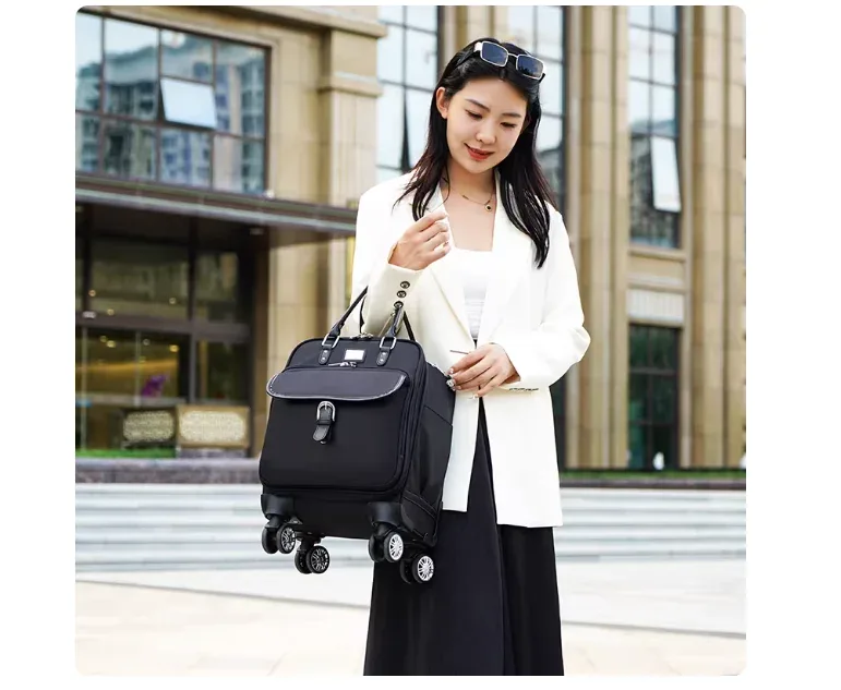 valise cabine 16 pouces pour femme, bagage à roulettes économique pour avion, sac de voyage à roulettes pour femme, sac fourre-tout de voyage