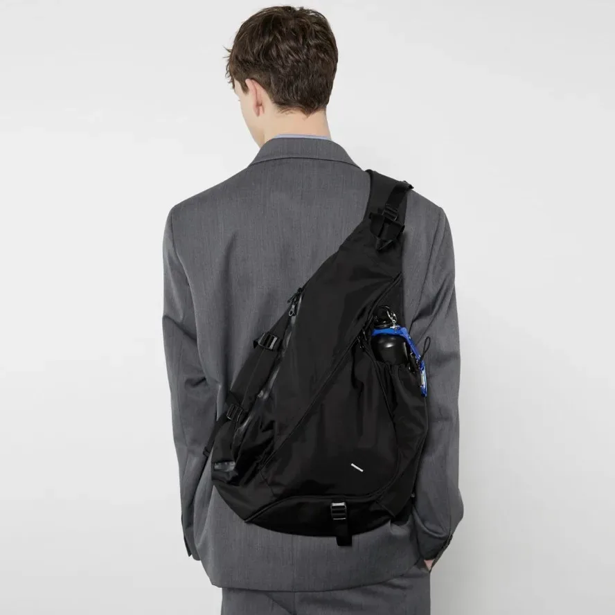 Sac Dos Nylon Unisexe Moto Ceinture Coussin Air Poches Intérieures Extérieures Noir Bleu Kaki Gris Voyage Quotidien Use