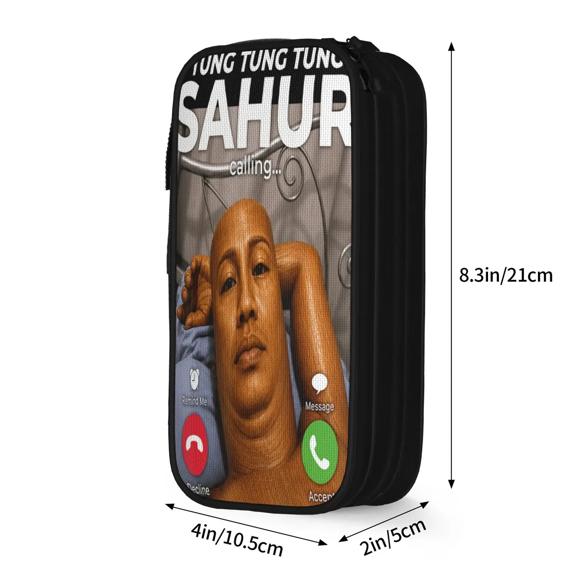 tung sahur cosplay funny calling meme wooden man brainrot trousse à crayons en toile pour garçons et filles, tendance, pour l'école
