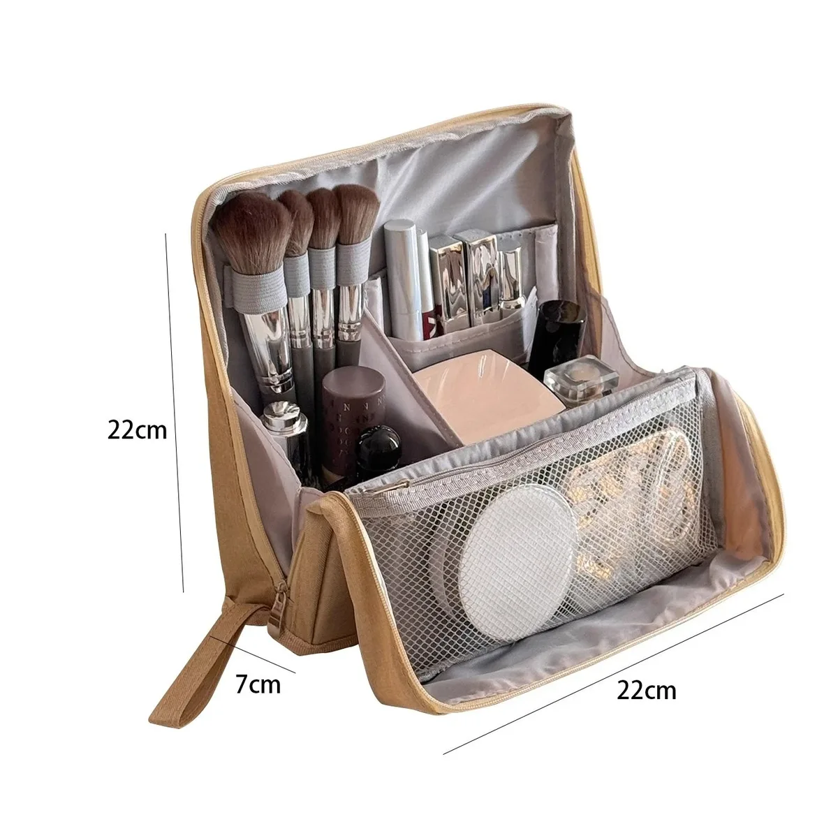 sac de maquillage vertical pour femmes, sac de rangement de soins de la peau de grande capacité debout, organisateur cosmétique multi-compartiments partiqué