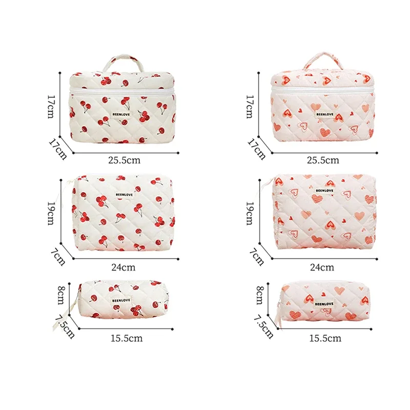 trousse à cosmétiques en coton matelassé pour femme, jolie trousse de toilette portable, organisateur, fleur à fermeture éclair, lavage de voyage, aucun imprimé