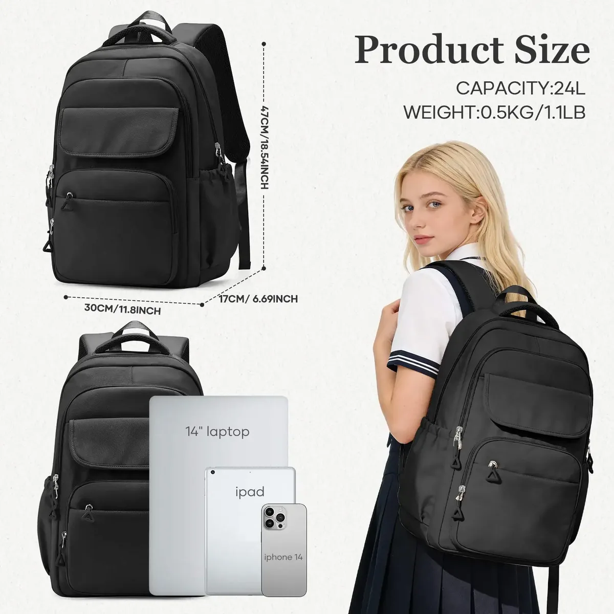 sac à dos scolaire pour adolescents, filles et garçons, sac d'école léger, sac à dos imperméable pour hommes et femmes, sac à dos décontracté pour ordinateur portable, pour l'université