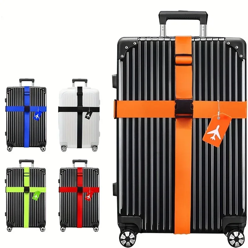 sangle bagage tissu couleur vibrante fixation orange noir voyage identification bagage belt boulon réglable prévention craquelures transport
