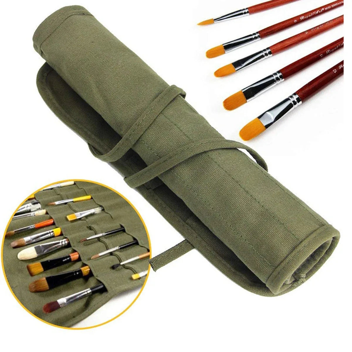 sac de rangement pour pinceaux de peinture et toiles, 22 compartiments pour pinceaux d'aquarelle et de gouache, sac de rangement pour pinceaux de calligraphie, sac à stylos enroulable