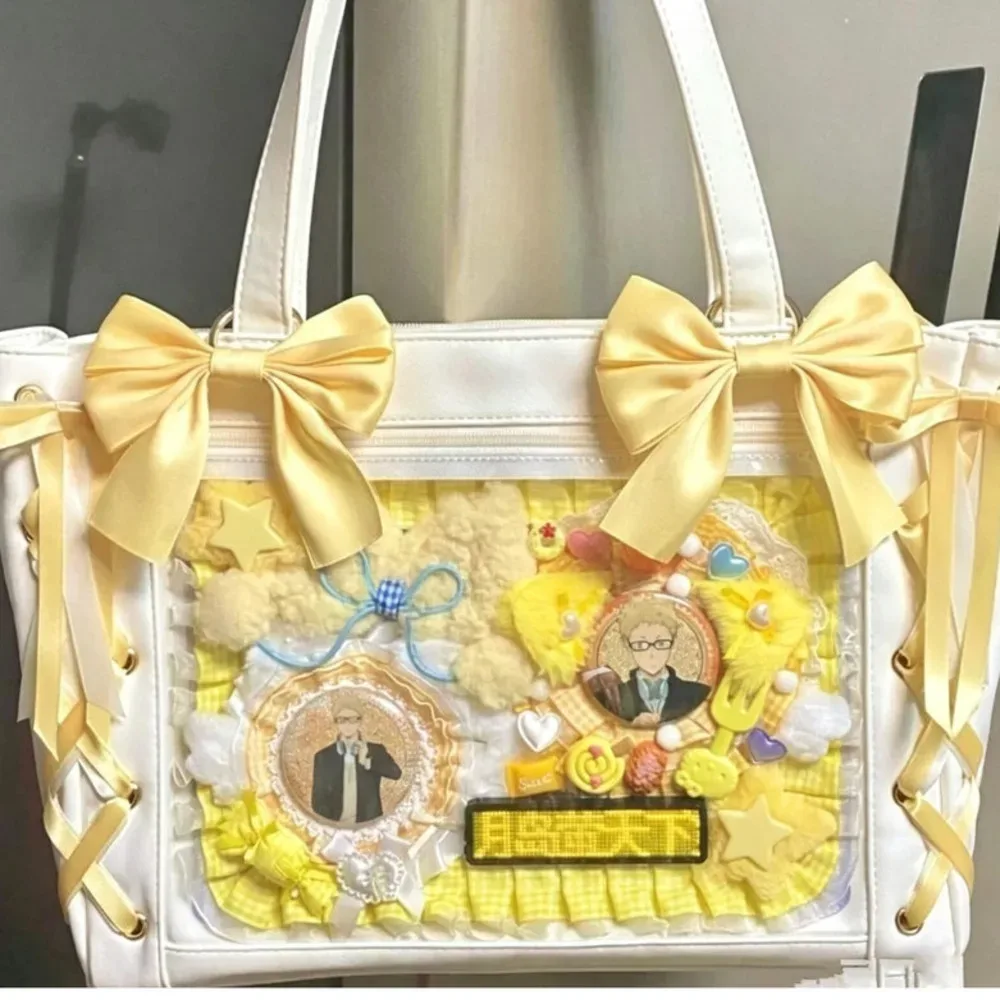 nouveau sac ita japonais mignon et élégant avec ruban, sacs à main transparents pour filles lolita, sacs fourre-tout tendance de grande capacité, sacs à bandoulière esthétiques