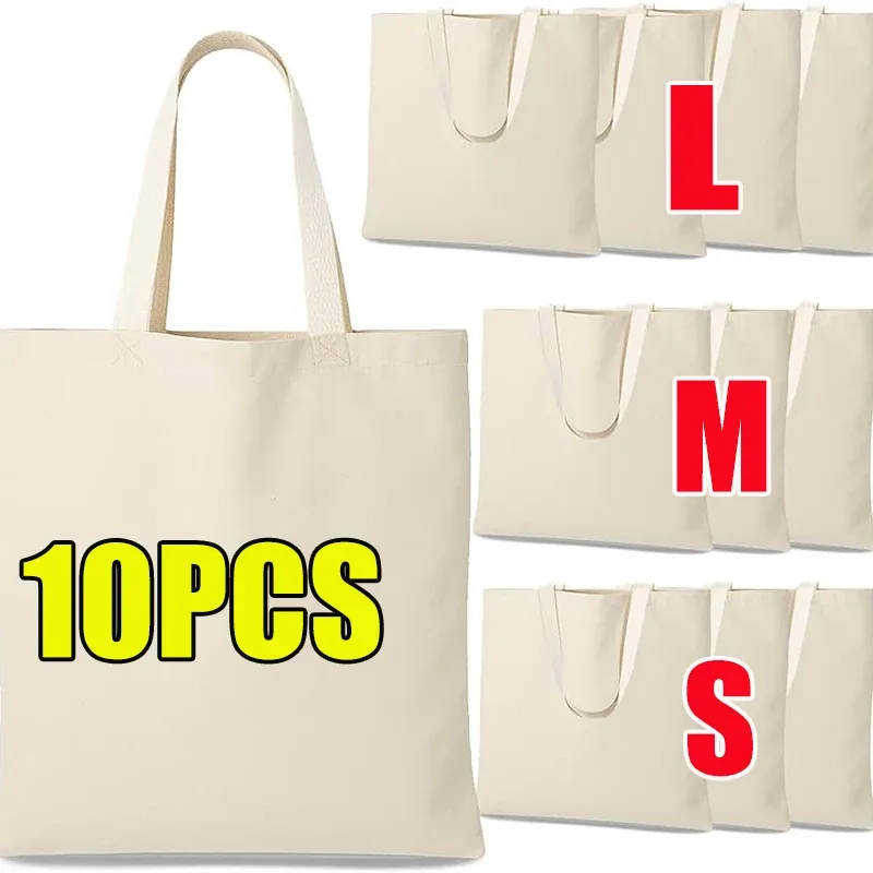 Sac à bandoulière en toile grande capacité, pliable, écologique, en coton, réutilisable, pour peinture DIY, sac d'épicerie, beige