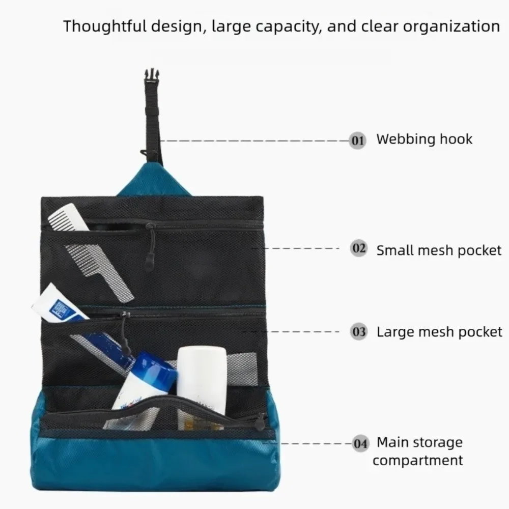 trousse de toilette pliable portable de grande capacité, pochette de lavage de voyage étanche pour voyage d'affaires, sac à cosmétiques en plein air