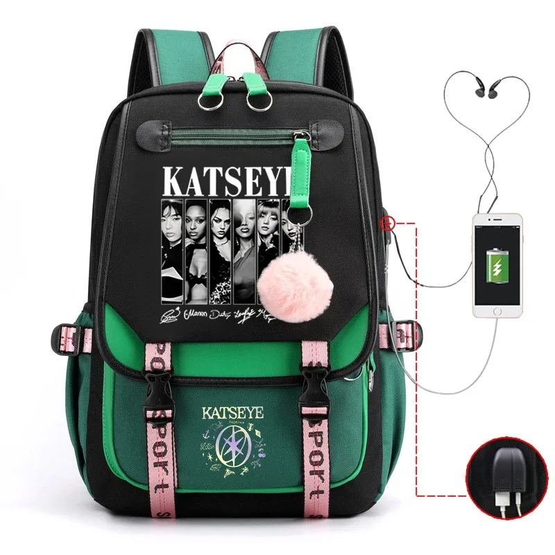 nouveau sac à dos kpop katseye multifonction pour femmes, hommes, filles, sac à dos de voyage quotidien, sac d'école pour adolescents, sac pour ordinateur portable