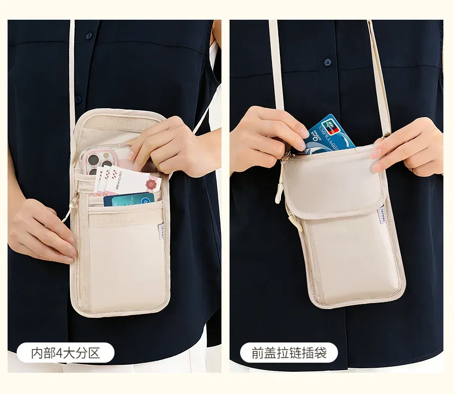 sac de voyage extérieur antivol étanche à suspendre au cou pour téléphone portable et passeport