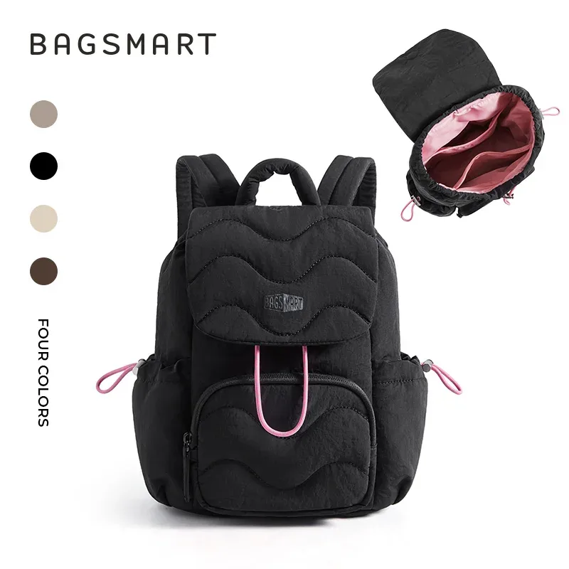 bagsmart – sac à dos imperméable pour femmes, grande capacité, couleur unie, sac d'école à fermeture éclair pour adolescentes, sac à dos décontracté pour étudiantes, sac à livres