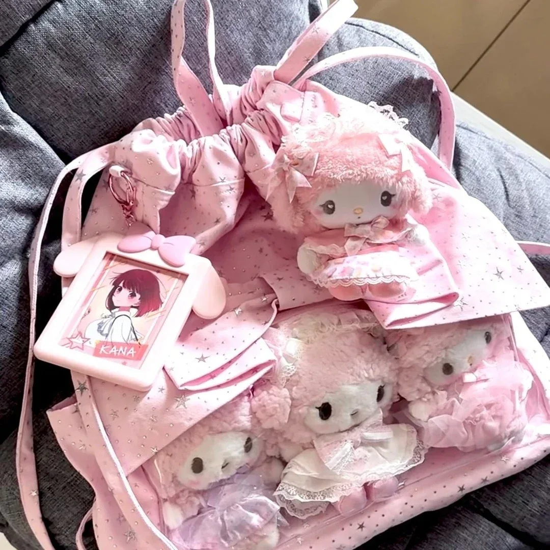 sac ita à cordon de serrage style étoile japonaise ulzzang, sac à poupées, nœud, grand sac à dos polyvalent pour femme, idéal pour les trajets quotidiens, sac ita mignon et adorable