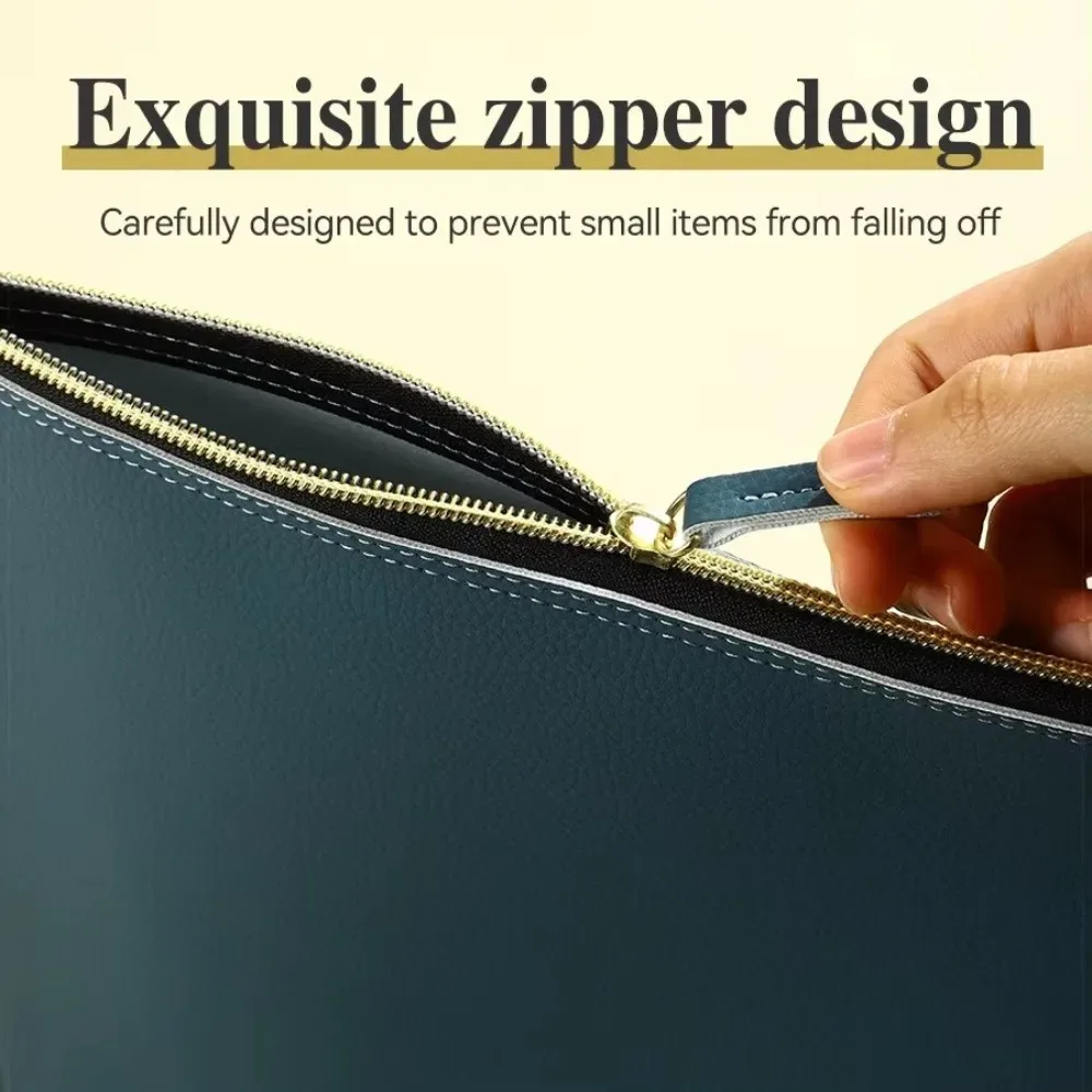 Porte-documents A4 en cuir PU, imperméable, grande capacité, sac à fermeture éclair, classeur de haute qualité, clip de rangement pour documents, conférence