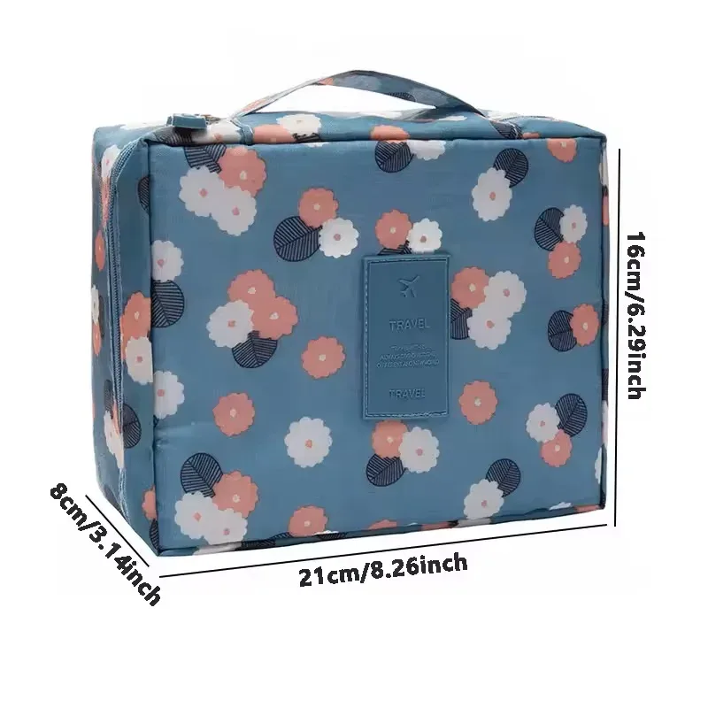 trousse de toilette de voyage à imprimé floral, organiseur de cosmétiques imperméable avec poignée pour femmes et filles