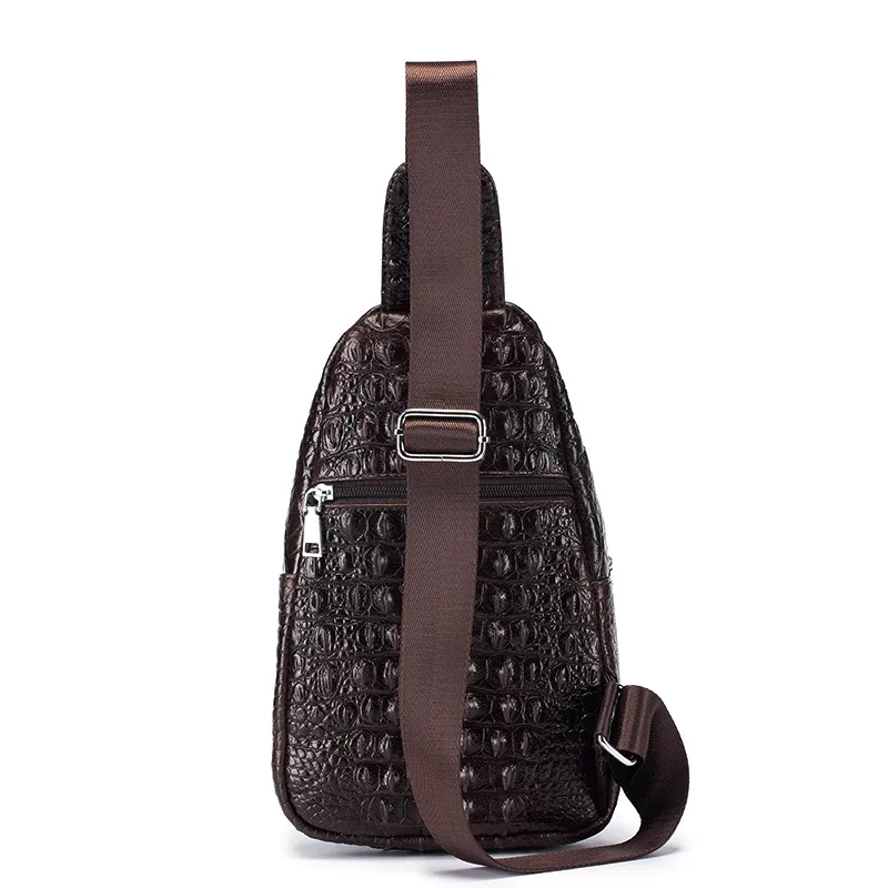 sac de poitrine vintage en cuir véritable schlatum pour homme, motif crocodile, sac de voyage de luxe pour homme, sac bandoulière multifonction