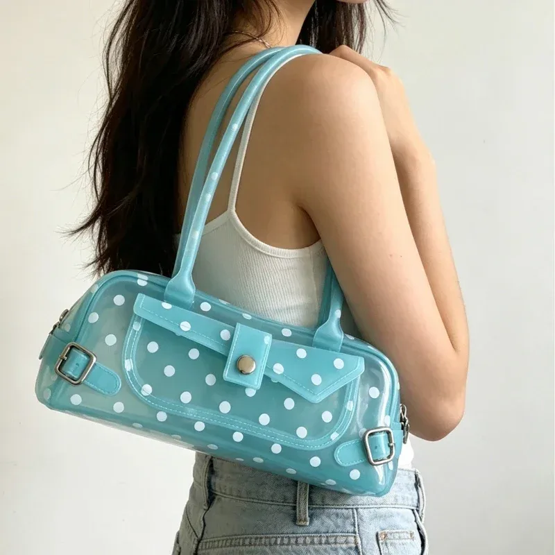 sac à main transparent en pvc à pois, mini sac à bandoulière coloré bonbon, sac fourre-tout d'été pour vacances à la plage