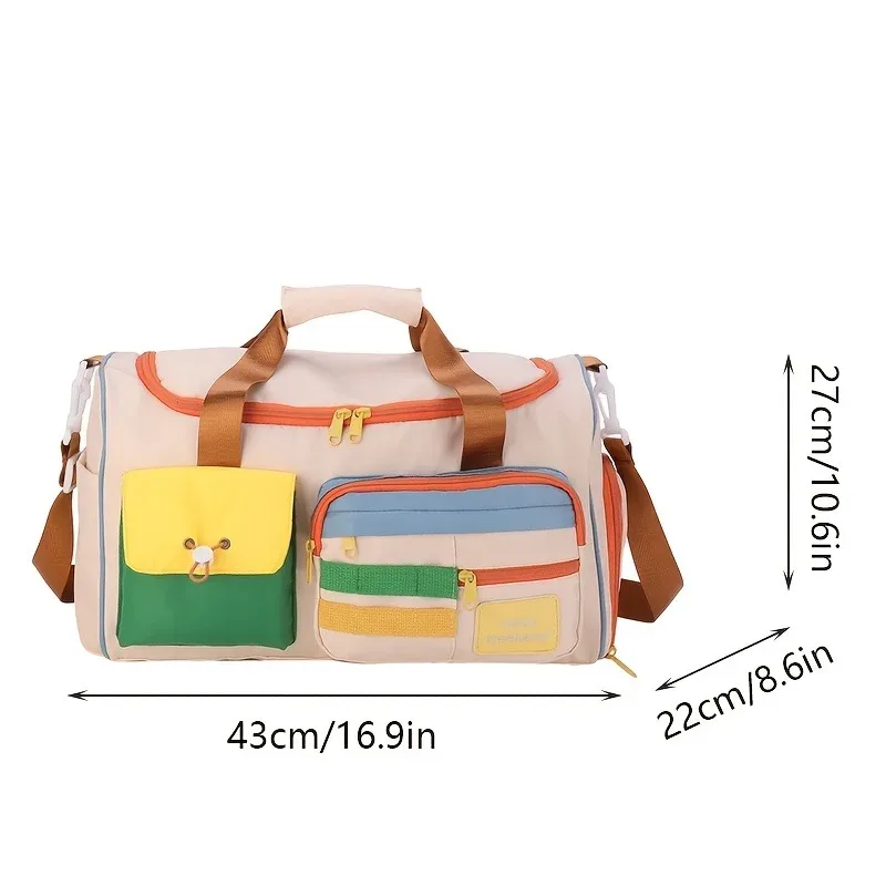 sac polochon de sport en tissu oxford de grande capacité avec compartiment à chaussures et bretelles réglables, sac de voyage multi-poches