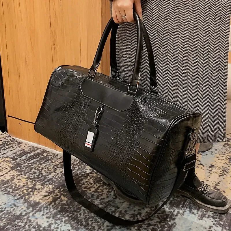 sacs de voyage en cuir de chancelier pour hommes, sacs à main de luxe pour hommes, sac de sport de voyage vintage, grande capacité, portable, initié alligator, nouveau, 2023