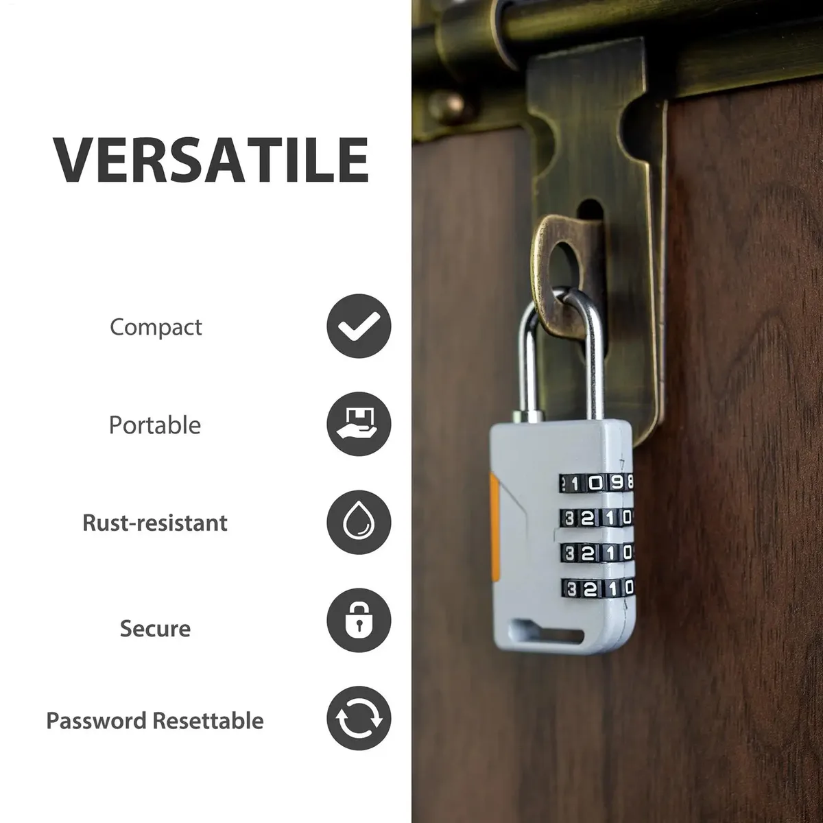 cadenas combiné métallique noir gris vert robuste zinc étanche usage extérieur voyages sports cadeaux sécurité travail enfant adulte