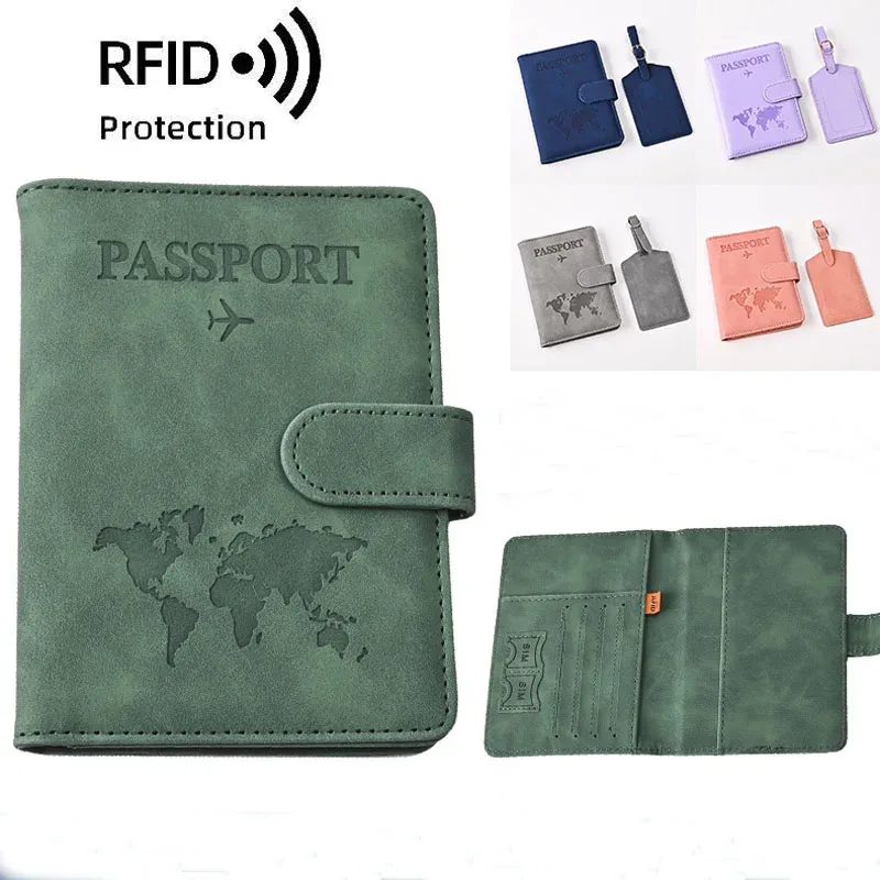 couvertures de passeport pour femmes et hommes, porte-passeport avec lettres imprimées, clips pour billets de vol, porte-carte de crédit bancaire, organisateur de voyage pour passeport