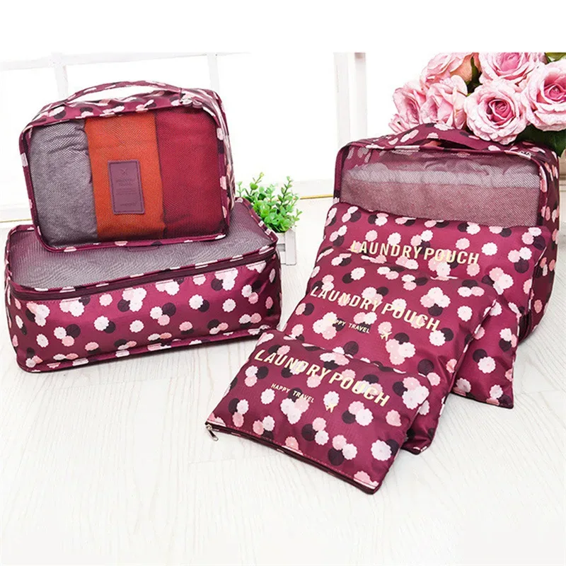 lot de 6 sacs de rangement de voyage pour vêtements, organisateur de garde-robe, pochette de valise, sac de rangement de voyage, étui pour chaussures, sac de rangement pour vêtements