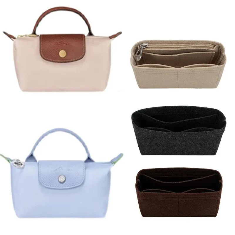 Organisateur Voyage Tissu Feutre Non Tissé Multicouleurs Compartiments Poignée Glissière Maquillage Sacs Cosmétiques Accessoires Femmes