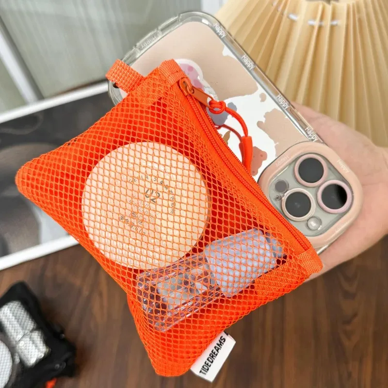 sac de rangement en maille respirante à double couche, pochette à fermeture éclair portable pour cosmétiques et maquillage, organisateur de toilette de voyage, pochette de rangement pour papeterie