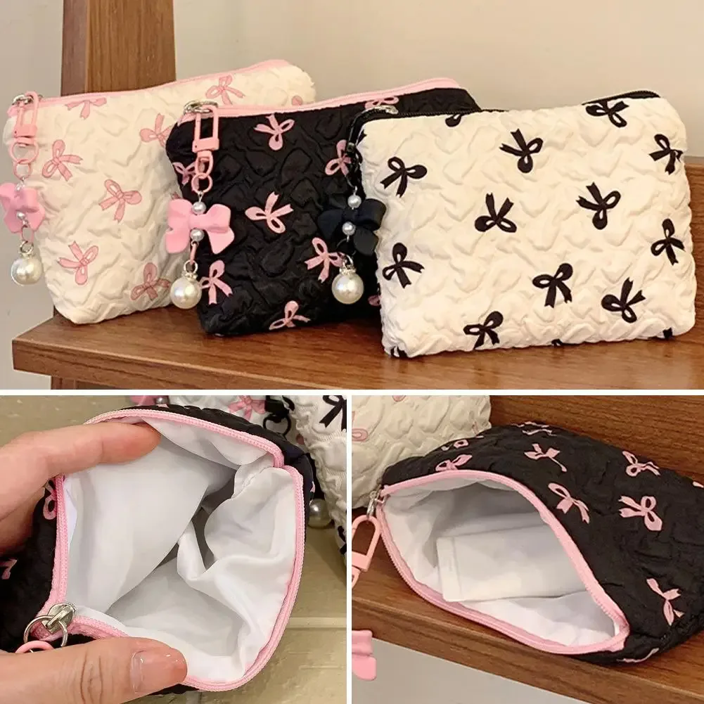 sac à main en toile avec nœud pour femme, sacs de rangement pour rouge à lèvres et coussin d'air, trousse de maquillage, sacs de toilette de voyage, sac à main commpiedmont, grande capacité, document, 1 pièce