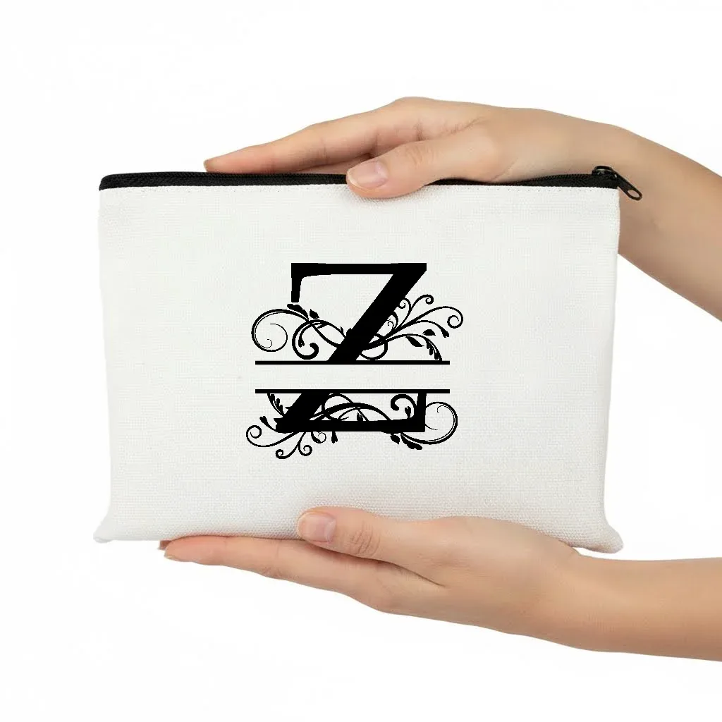 1pc trousse de maquillage personnalisable avec monogramme - pochette de voyage légère, pliable et durable avec fermeture éclair et impression de lettres personnalisées