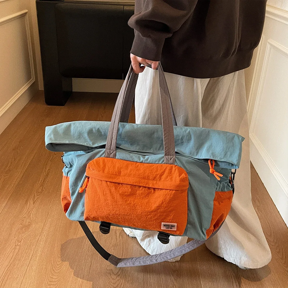 sac à bagages léger pliable pour femme, sac de sport à bandoulière extensible de grande capacité, sac de voyage portable pour courte distance, sac à bandoulière pour homme pour la randonnée et le camping