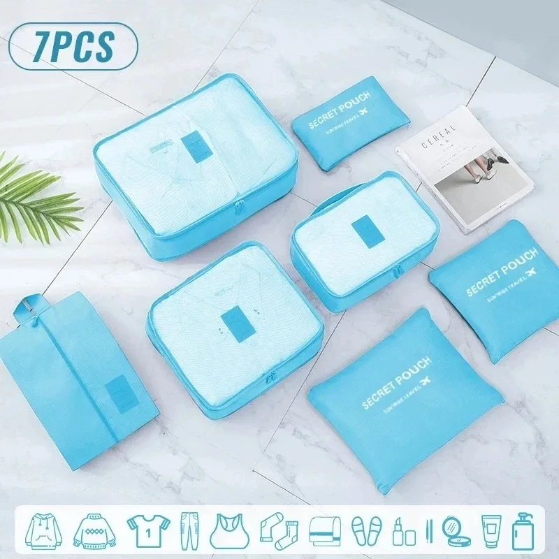 organisateur voyage sacs rangement polyester multifonction cube taille couleur variée usage bagages compression vêtements