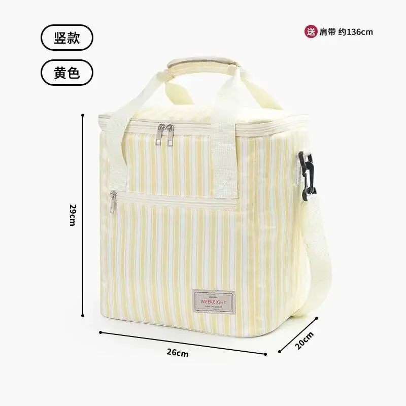 sac à bandoulière épais pour maman, sacs à main de stockage de lait maternel, sac de boîte à déjeuner isolé rayé de grande capacité
